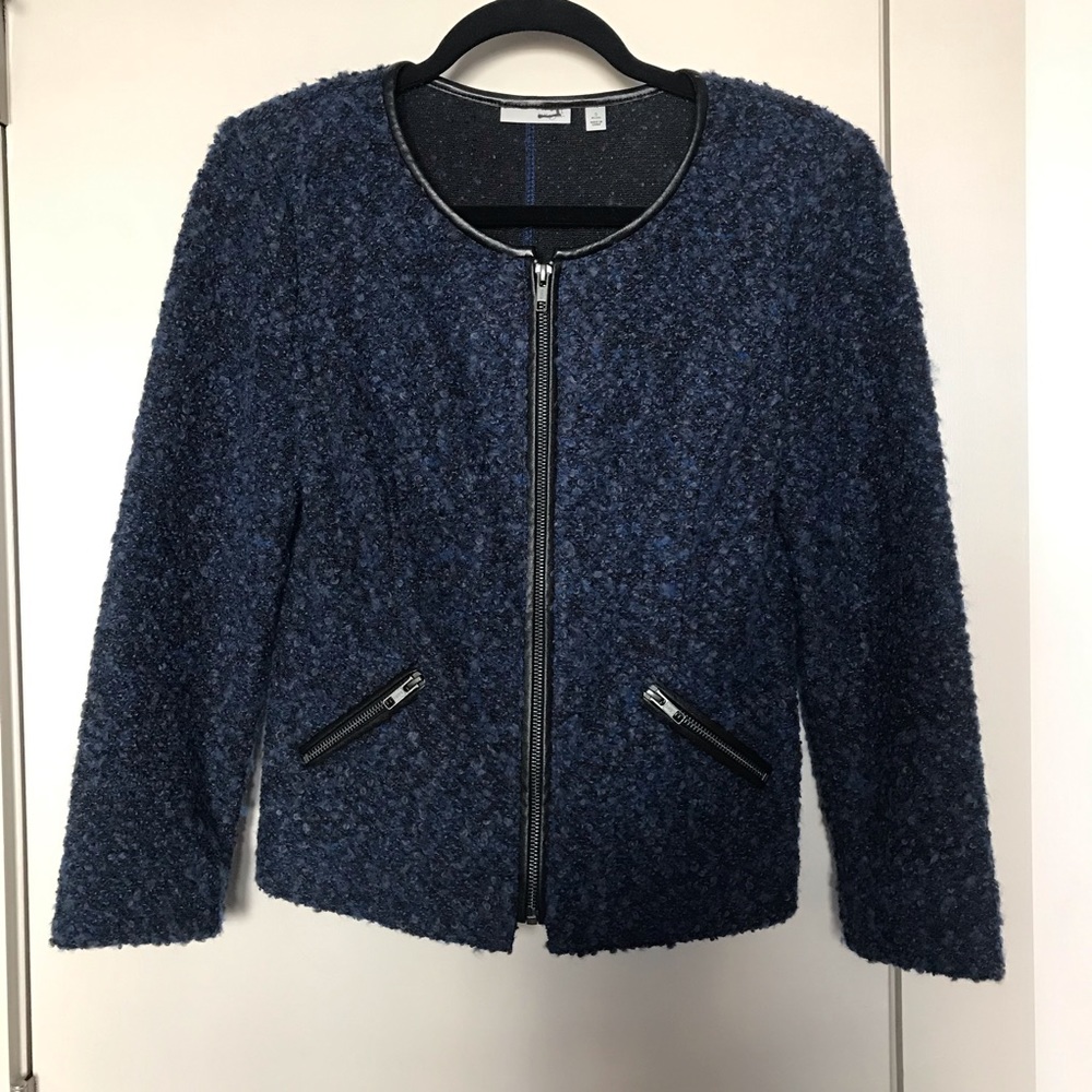 Halogen Blue Patterned Textured Blazer/Jacket SP